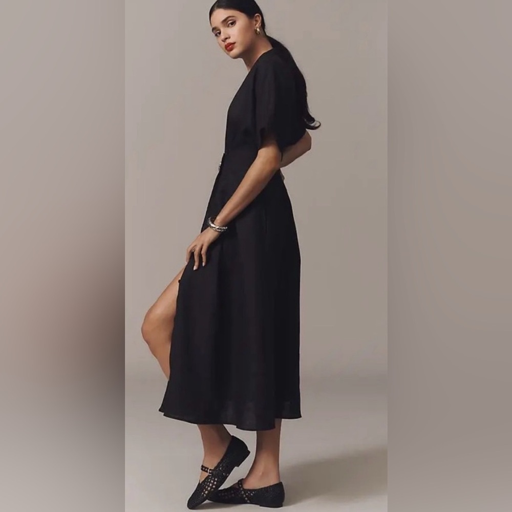 Anthropologie x Exquise Tobie Linen Midi Shirt Dress Size 1X NWT - Picture 2 of 16